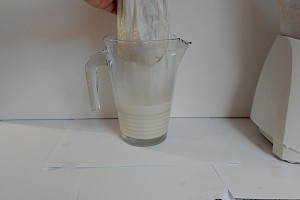 Walnut milk in a nut milk bag